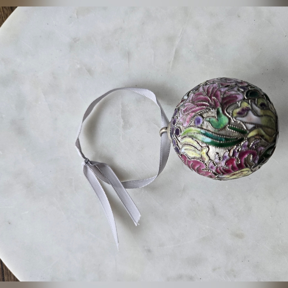 Vintage Cloisonne Enamel Purple Ornament